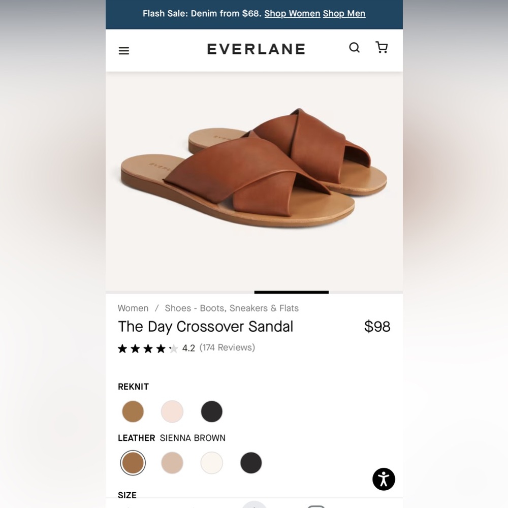 Everlane “The Day Crossover Sandal” size 7